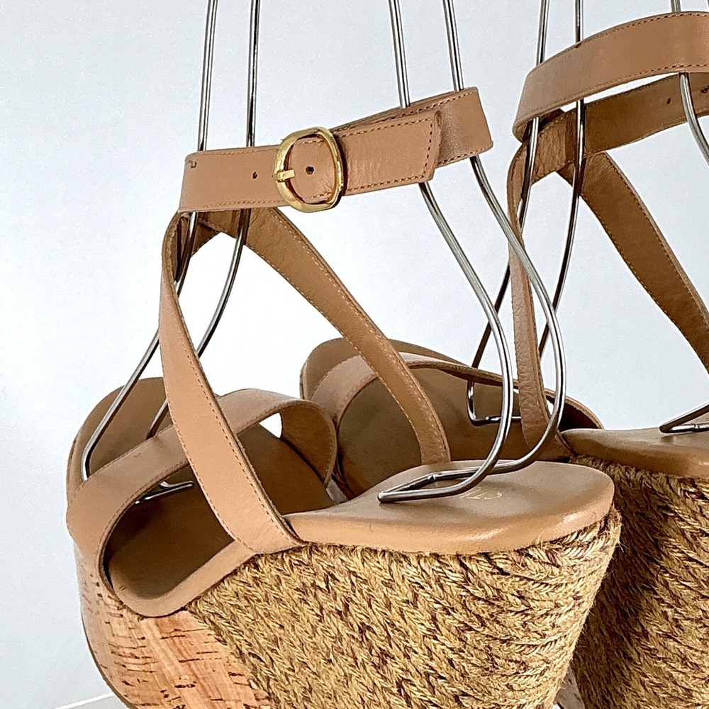 Stuart Weitzman Size 10 Tan Leather Espadrille‎ Wedge Platform Sandals NEW $495 - Picture 10 of 12